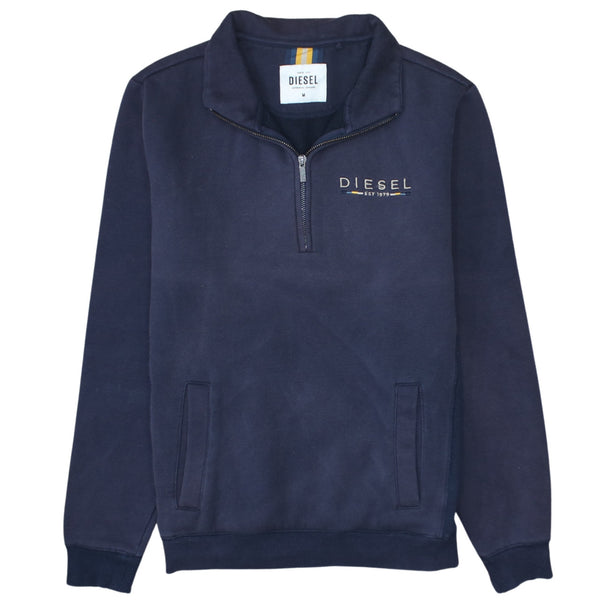 Diesel 90's Lightweight Quarter Zip Sweatshirt Medium Navy Blue
