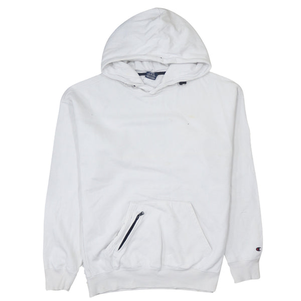Champion 90's Drawstring Pockets Pullover Hoodie Large White