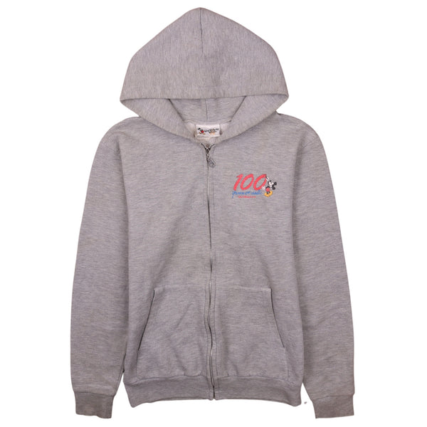 Disney Vintage 90s Grey Full Zip Hoodie Small w/ Drawstring Pockets