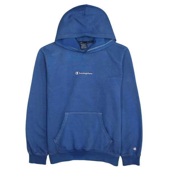 Champion 90's Drawstring Pockets Pullover Hoodie Medium Blue