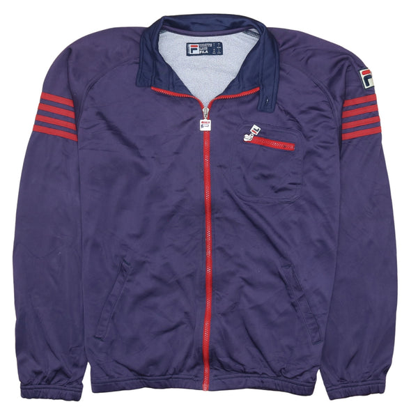 Fila 90's Vintage Purple Lightweight Full Zip Sweatshirt Men's Large