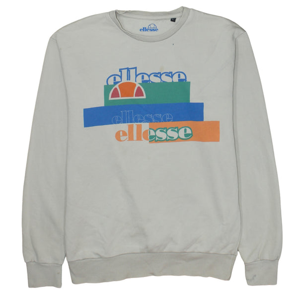 Ellesse 90's Spellout Crew Neck Sweatshirt Large Beige Cream