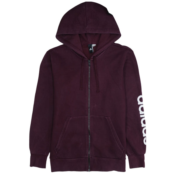 Adidas 90's Vintage Full Zip Hoodie Medium Burgundy Red with Drawstring Pockets