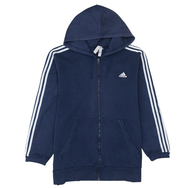 Adidas 90's Striped Sleeve Full Zip Up Hoodie XXLarge (2XL) Navy Blue