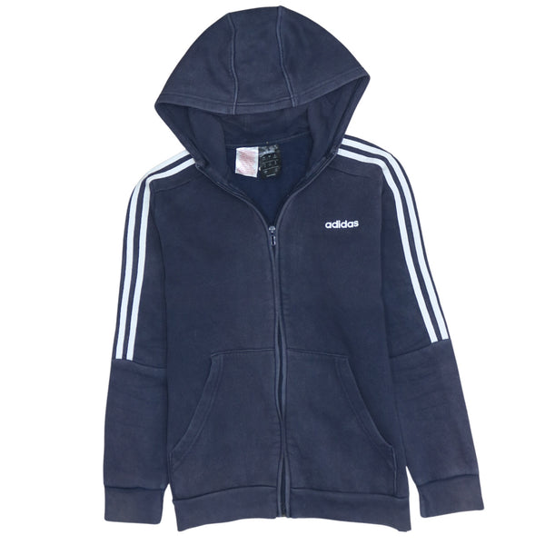 Adidas Women's Large 90's Vintage Striped Sleeve Navy Blue Hoodie