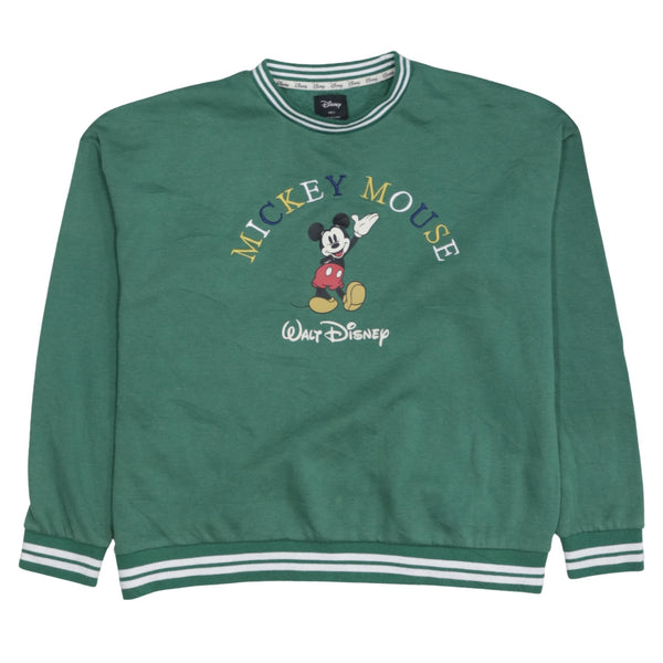 Disney 90's Mickey Mouse Crew Neck Sweatshirt Small Green