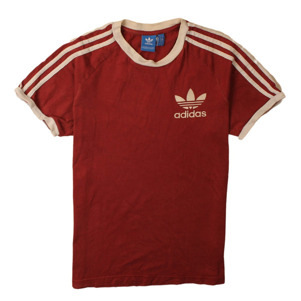 Adidas 90's Short Sleeves Crew Neck T Shirt Small Burgundy Red