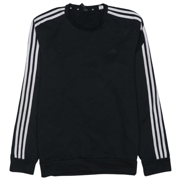 Adidas 90's Striped Sleeves Crew Neck Sweatshirt Medium Black