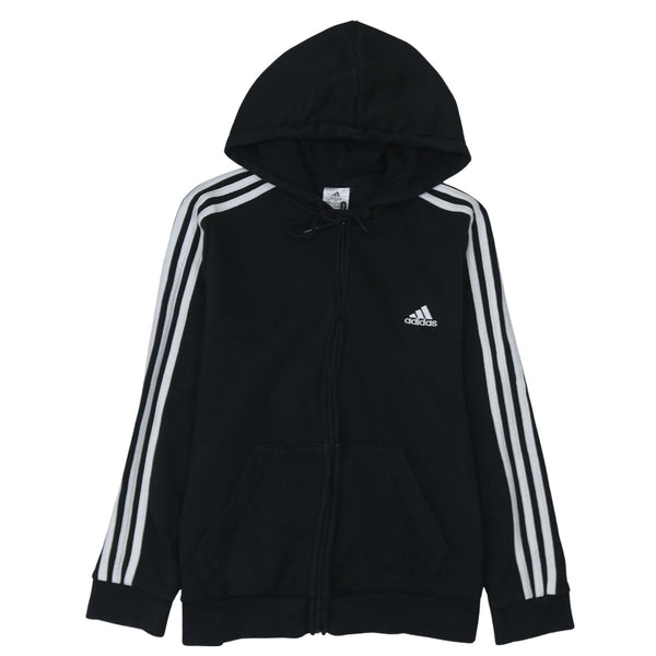 Adidas 90's Striped Sleeve Full Zip Up Hoodie XLarge Black