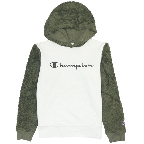 Vintage Champion 90's Green Spellout Pullover Hoodie Women's Large