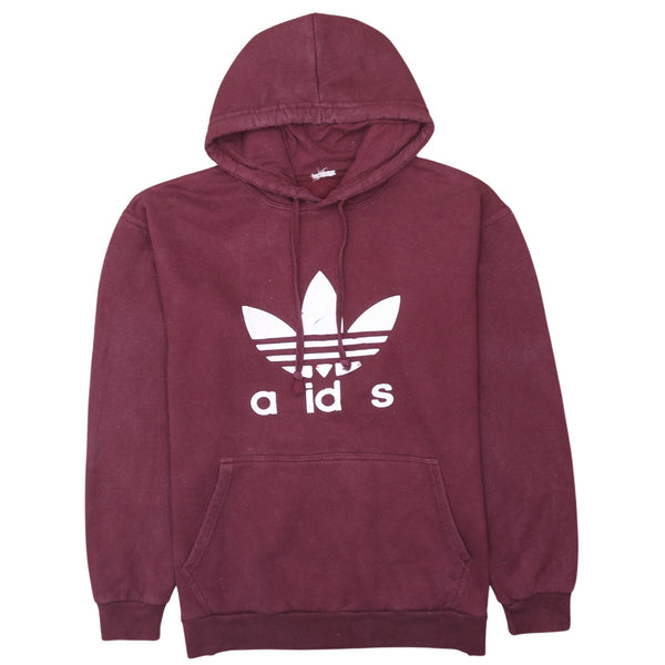 Adidas 90's Spellout Pullover Hoodie XL Burgundy Red Vintage