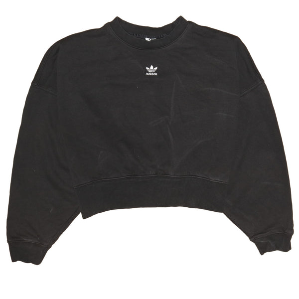 Adidas 90's Crop Crew Neck Sweatshirt XS Black Vintage Style