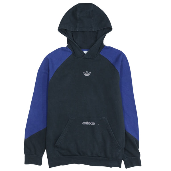 Adidas 90's Black Drawstring Pockets Pullover Hoodie Medium