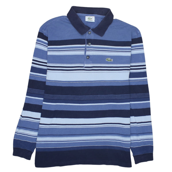 Lacoste 90's Long Sleeve Quarter Button Polo Shirt Large Blue