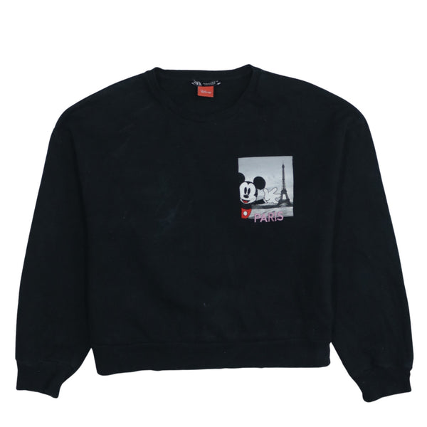 Vintage Disney 90's Mickey Mouse Black Crew Neck Sweatshirt Medium