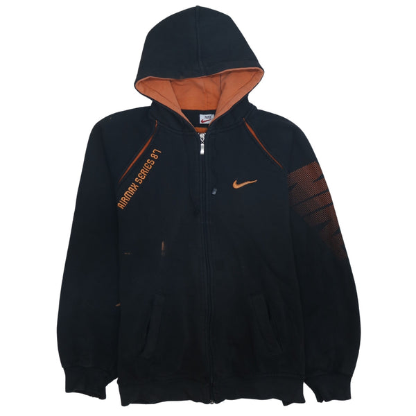 Nike 90's Black Swoosh Full Zip Up Hoodie Medium