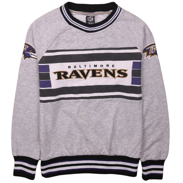 90's Ravens NFL Crew Neck Heavyweight Sweatshirt Small Grey