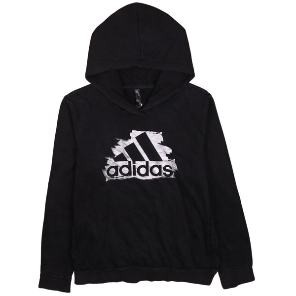 Adidas 90's Vintage Spellout Black Hoodie Women's Large Pullover