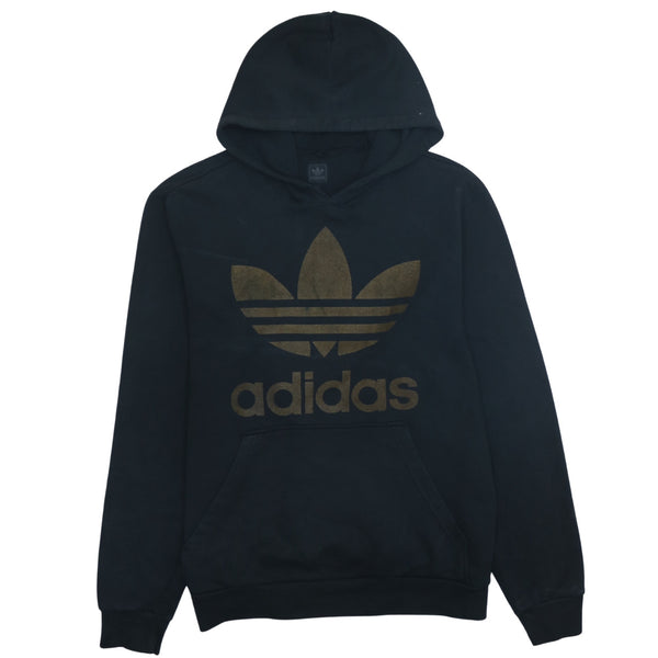 Adidas 90's Vintage Spellout Pullover Hoodie Large Black Cotton