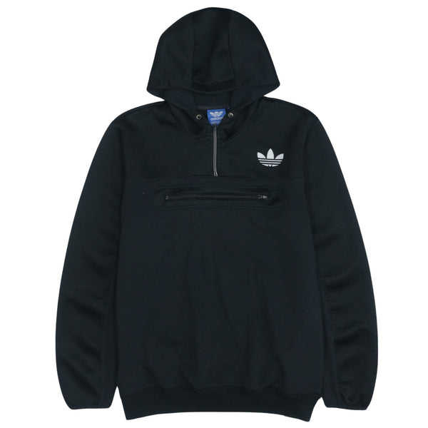 Adidas Vintage 90's Men's Large Black Lightweight Quarter Zip Hoodie