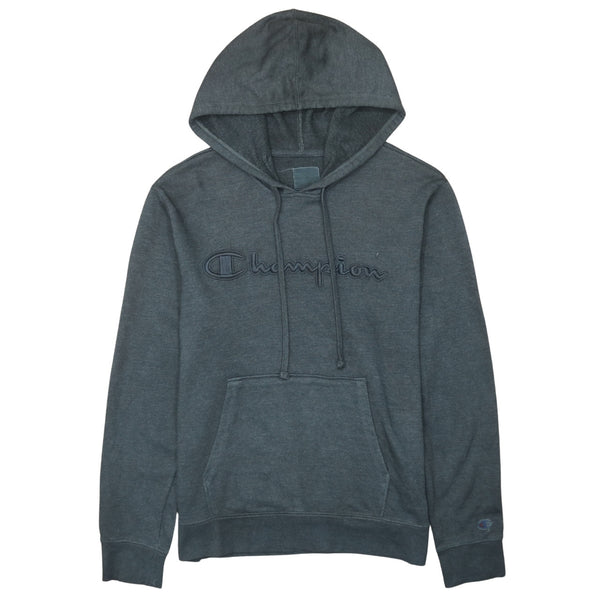 Vintage 90's Black Champion Spellout Hoodie Medium