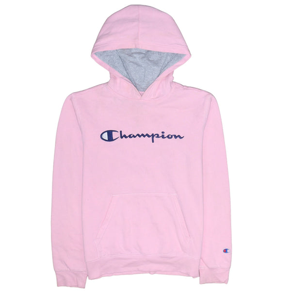 Champion 90's Vintage Spellout Pink Pullover Hoodie XL Women's