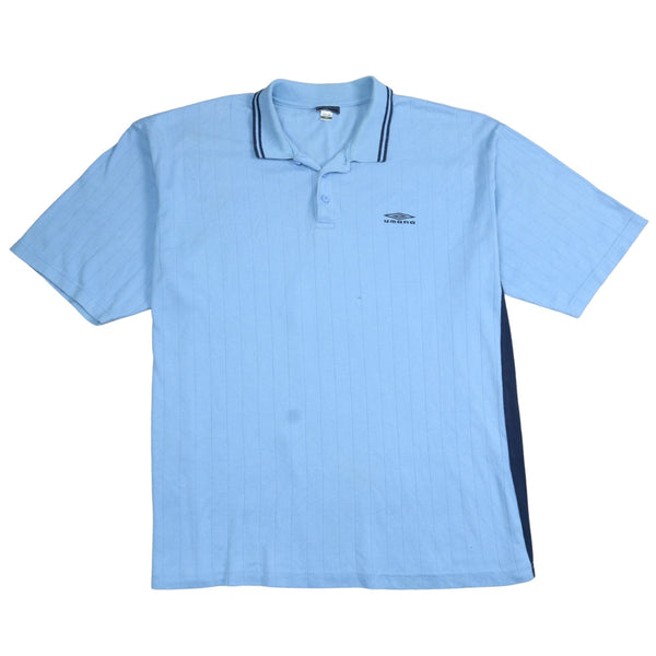 Vintage 90's Umbro Blue Polo Shirt XXLarge 2XL Quarter Button
