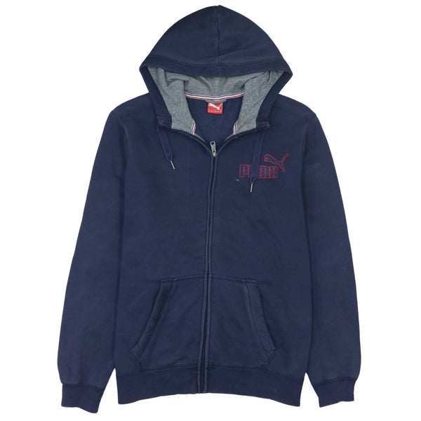 Puma 90's Navy Blue Drawstring Full Zip Hoodie XLarge