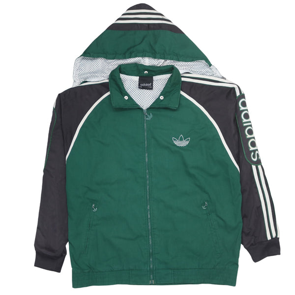 Adidas 90's Hooded Full Zip Up Windbreaker XLarge  Green