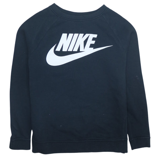 Nike 90's Black Crew Neck Sweatshirt with Center Swoosh - Men's Small