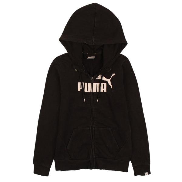 Puma 90's Black Spellout Full Zip Hoodie Women XSmall Vintage