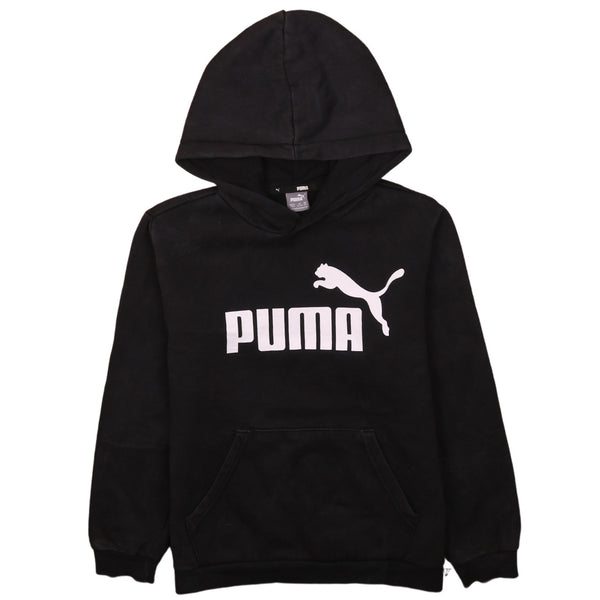 Puma 90's Black Spellout Pullover Women's Hoodie Large Vintage