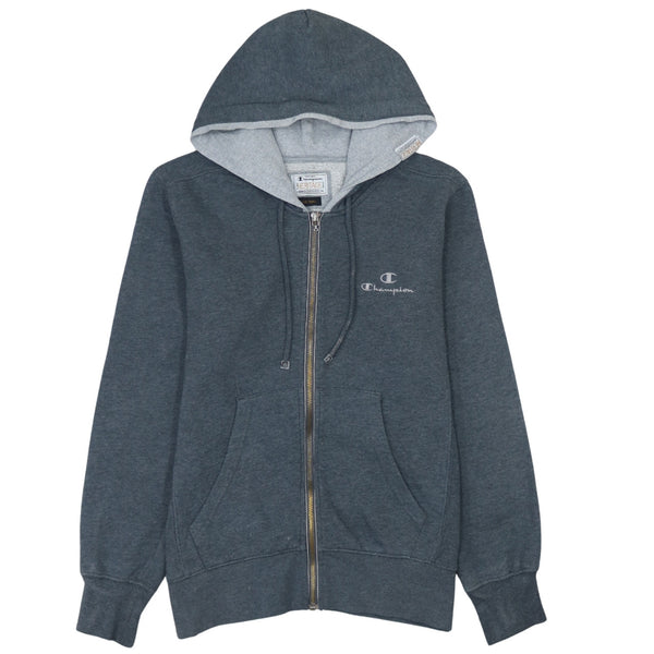 Champion 90's Grey Full Zip Hoodie with Drawstring Pockets Size Small
