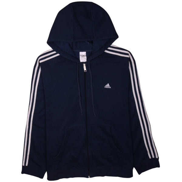 Adidas 90's Striped Sleeves Full Zip Up Hoodie XLarge Navy Blue