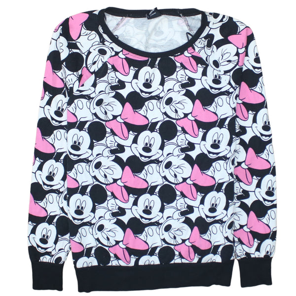 Disney 90's Mickey & Minnie Mouse Crew Neck Sweatshirt Small  White