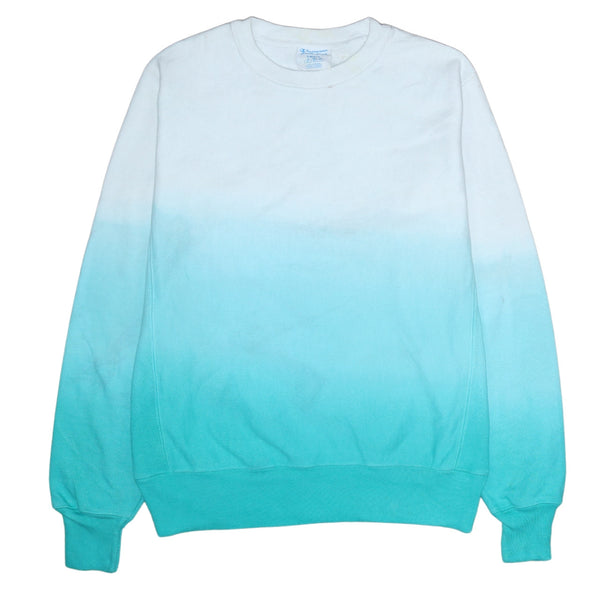 Champion 90's Vintage Tie Dye Blue Heavyweight Crewneck Sweatshirt S
