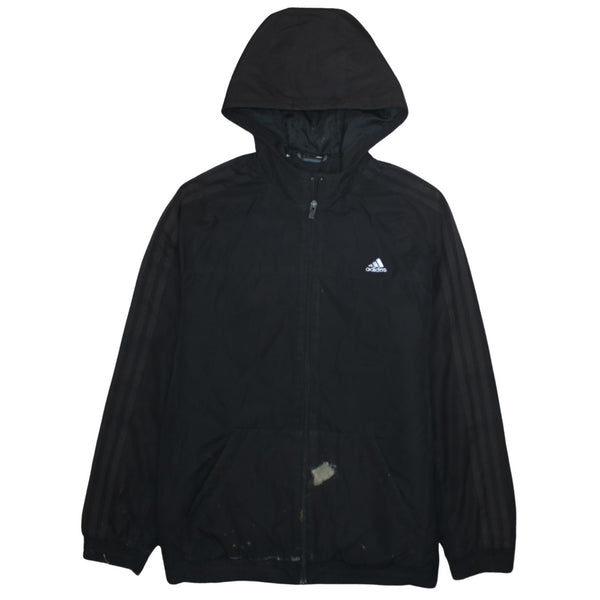 Adidas 90's Striped Sleeve Full Zip Up Windbreaker Medium  Black