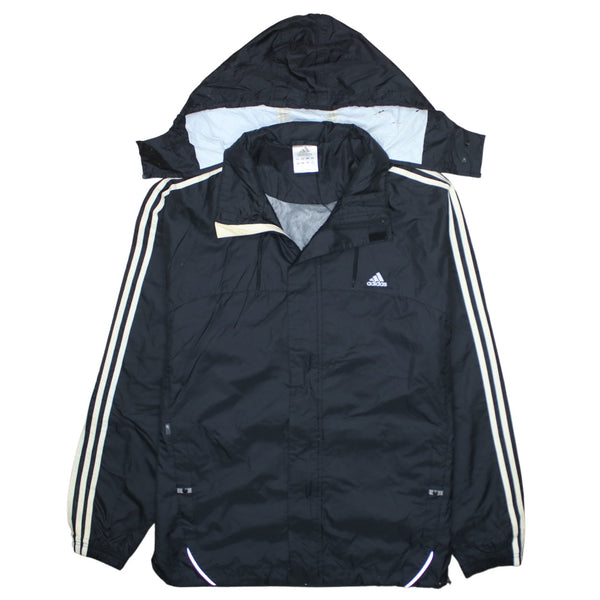 Adidas 90's Hooded Full Zip Up Windbreaker Large Black