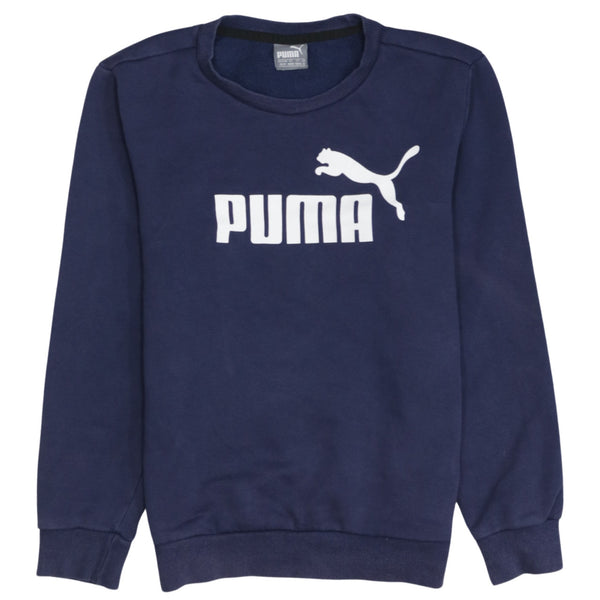 Puma 90's Spellout Crew Neck Sweatshirt XSmall Navy Blue
