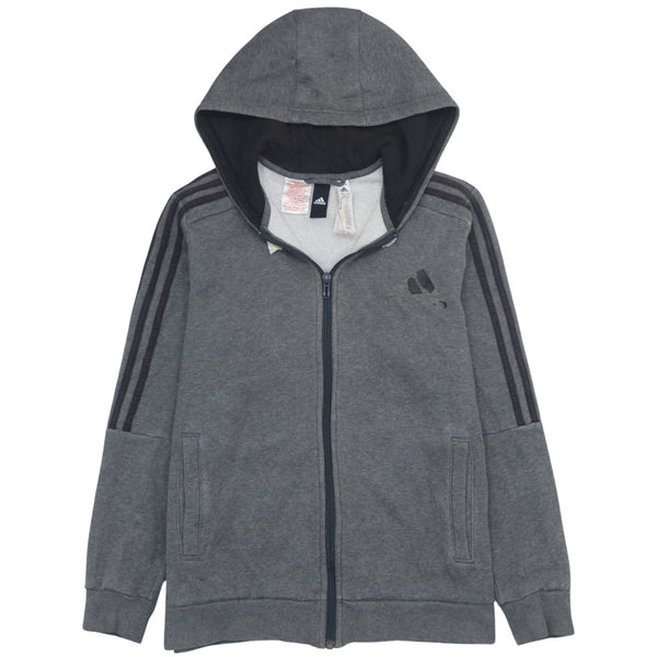 Adidas Vintage 90's Grey Stripe Sleeve Full Zip Hoodie Women's Large