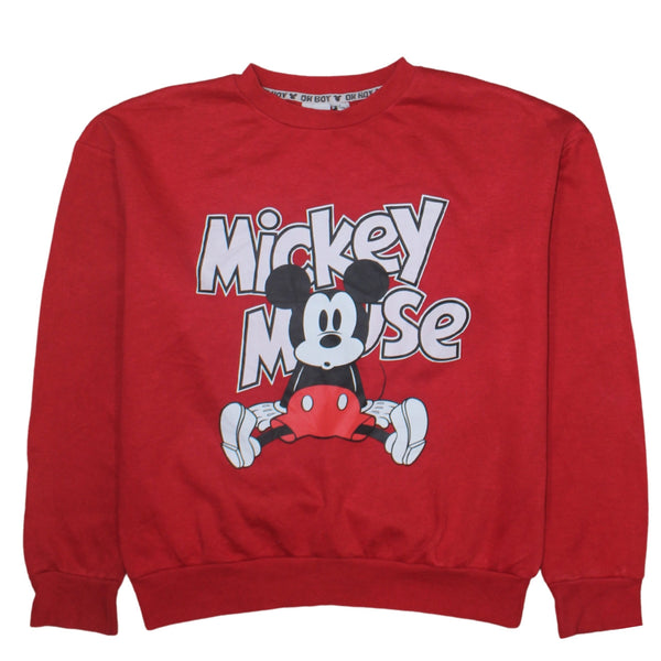 Disney 90's Mickey Mouse Crew Neck Sweatshirt Small Red