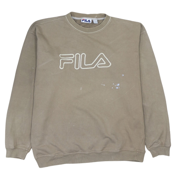 Vintage Fila 90's Brown Spellout Crew Neck Sweatshirt 2XL