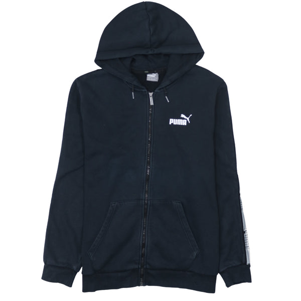 Puma 90's Drawstring Pockets Full Zip Up Hoodie Large Black