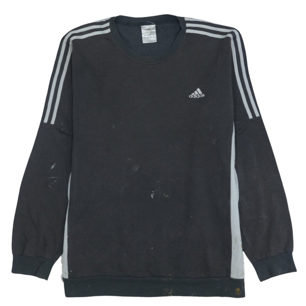 Adidas 90s Black Striped Crew Neck Sweatshirt Men's XL Vintage