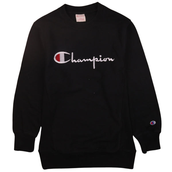 Champion Vintage 90's Spellout Crew Neck Sweatshirt Large Black