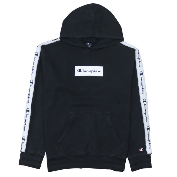 Champion 90's Drawstring Pockets Pullover Hoodie Medium Black