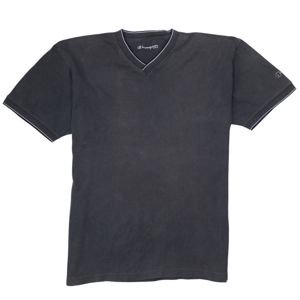 Champion 90's Short Sleeves V Neck T Shirt Large  Black