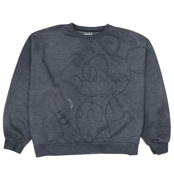 Vintage 90's Disney Mickey Mouse Grey Crew Neck Sweatshirt Medium
