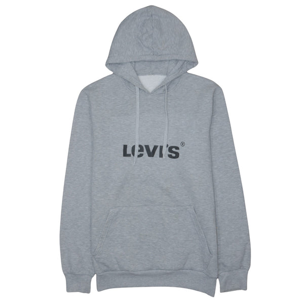 Levi's 90's Grey Spellout Pullover Hoodie Men's Large Vintage
