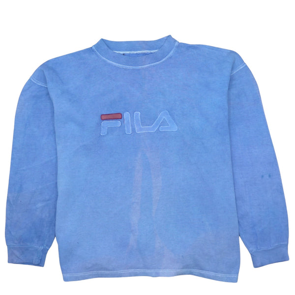 Fila 90's Vintage Blue Spellout Crew Neck Cotton Sweatshirt XL